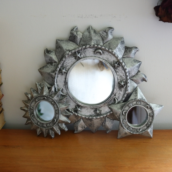 Vintage Silver Celestial sun mirror - Picture 1 of 4